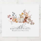 50誕生日ホワイトカボチャ秋花カスタム スパークリングワインラベル (シングルラベル)