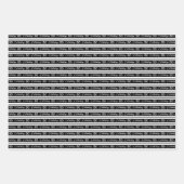 50誕生日ホワイトブラックタイポグラフィストライプチェック ラッピングペーパーシート (正面3)