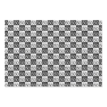 50誕生日ホワイトブラックタイポグラフィストライプチェック