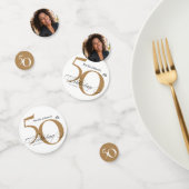 50誕生日ホワイト金ゴールド書エレガントシック コンフェッティ (グループ)