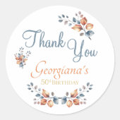 50誕生日ボホ秋感謝していYouスタンプ ラウンドシール (正面)
