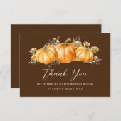 50誕生日ボホ素朴パンプキンフラット サンキューカード (正面/裏面)