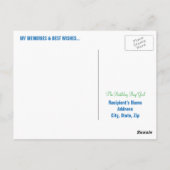 50誕生日マイルストーンはがき – 青 ポストカード (裏面)