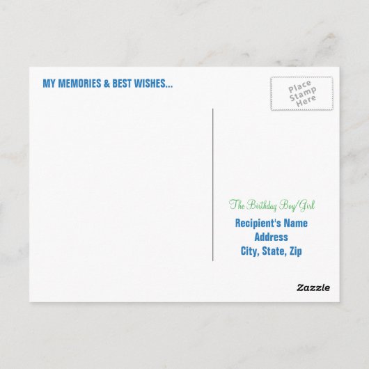 50誕生日マイルストーンはがき – 青 ポストカード (裏面)