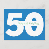 50誕生日マイルストーンはがき – 青 ポストカード (正面)