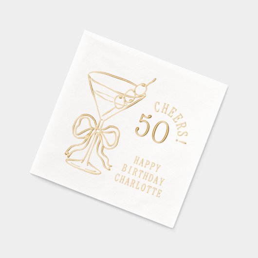50誕生日マルティーニ応援5パーソナライズされた 箔ナプキン (左)
