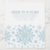 50誕生日ミニマリストブルースノーフレークカスタム ワインラベル (シングルラベル)