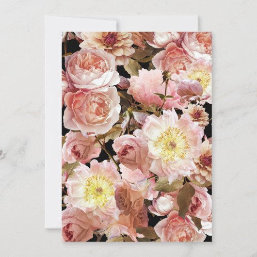 50誕生日ムーディモダンーダークピンクのスクリプトフローラ 招待状 (裏面)