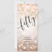 50誕生日メニューバラ金ゴールドグリッターライト 招待状 (正面)