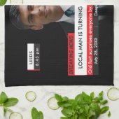 50誕生日メンズおもしろいテレビニュース40th 60th キッチンタオル (折り畳み)