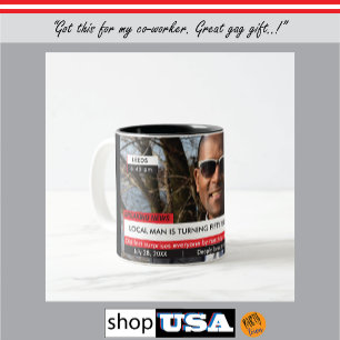 50誕生日🎂メンズおもしろいテレビニュース40th 60th ツートーンマグカップ