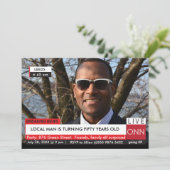 50誕生日メンズおもしろいテレビニュース40th 60th 招待状 (スタンド正面)