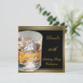 50誕生日メンズセピア金ゴールドコールドドリンクマン 招待状 (スタンド正面)