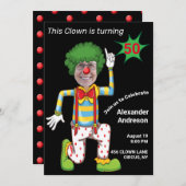 50誕生日メンズニューおもしろいピエロエピックアメージング 招待状 (正面/裏面)