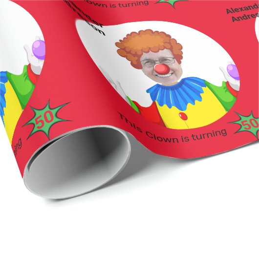 50誕生日メンズニューイエローおもしろいピエロエピック ラッピングペーパー (ロールコーナー)