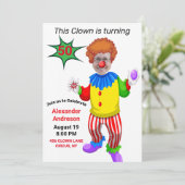 50誕生日メンズニューイエローおもしろいピエロエピック 招待状 (スタンド正面)