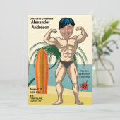 50誕生日💪🤣メンズボデおもしろいビルダーマッスル 招待状 (スタンド正面)