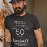 50誕生日メンパーソナライズされたシルバーグレー文字 Tシャツ<br><div class="desc">心からのメッセージを持つヴィンテージ誕生日Tシャツ。名前を追加し、テンプレートを使用して年を変更する</div>