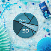 50誕生日モダンティール(緑がかった色)幾何学図形 ペーパープレート (パーティー)