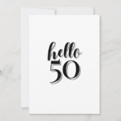 50誕生日モダンピンクとブラックパーティー 招待状 (正面)