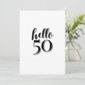 50誕生日モダンピンクとブラックパーティー 招待状 (スタンド正面)