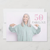 50誕生日モダンピンク写真50素晴らしいパーティー 招待状 (裏面)