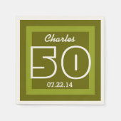 50誕生日モダン幾何学模様V16 OLIVE GREEN スタンダードカクテルナプキン (正面)
