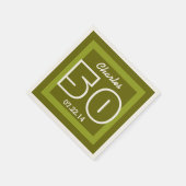 50誕生日モダン幾何学模様V16 OLIVE GREEN スタンダードカクテルナプキン (角)