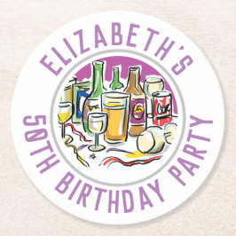 50誕生日ラウンド紙コースター ラウンドペーパーコースター