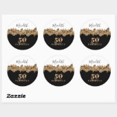 50誕生日ラグジュアリーゴールデンフラワークラシエレガントー ラウンドシール (シート)