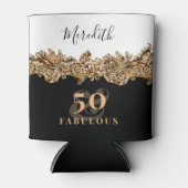 50誕生日ラグジュアリーゴールデンフラワークラシエレガントー 缶クーラー (正面)