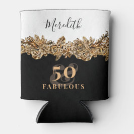 50誕生日ラグジュアリーゴールデンフラワークラシエレガントー 缶クーラー