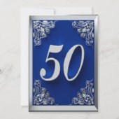 50誕生日リーガルシルバーとブルー 招待状 (正面)