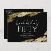 50誕生日ルック誰が黒金ゴールド日付を保存 ポストカード (正面/裏面)