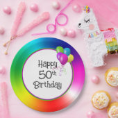 50誕生日レインボー ペーパープレート (パーティー)