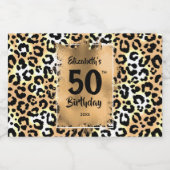 50誕生日レオパードミニ金ゴールド リキュールボトルラベル (シングルラベル)