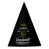 50誕生日レジェンダリーブラック金ゴールドレトロ パーティーハット (正面)