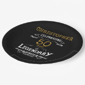 50誕生日レジェンダリーブラック金ゴールドレトロ ペーパープレート (アングル)