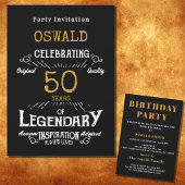 50誕生日レジ生まれェンドブラック金ゴールドレトロ 招待状