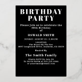 50誕生日レジ生まれェンドブラック金ゴールドレトロ 箔招待状 (裏面)