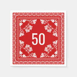 50誕生日レッドバンダナ スタンダードカクテルナプキン