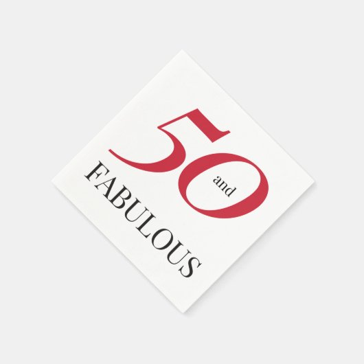 50誕生日レッドブラックタイポグラフィ紙 スタンダードカクテルナプキン (角)