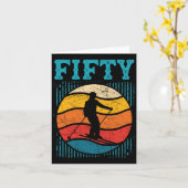 50誕生日レトロスキースキー50歳の男性Wom カード (黄色い花)