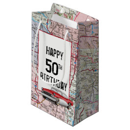 50誕生日レトロブイックオンマップ スモールペーパーバッグ