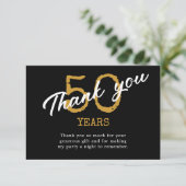 50誕生日レトロブラックアンド金ゴールド サンキューカード (スタンド正面)