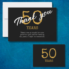50誕生日レトロブラックアンド金ゴールド サンキューカード