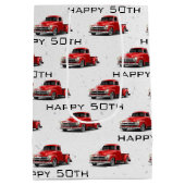 50誕生日レトロレッドトラック中抱き枕 ミディアムペーパーバッグ (裏面)