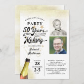 50誕生日レトロ年 招待状 (正面/裏面)