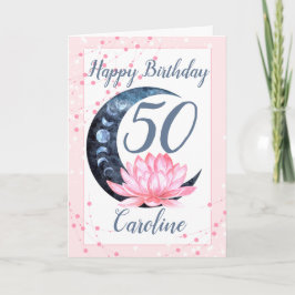 50誕生日ロータスフラワーピンク カード