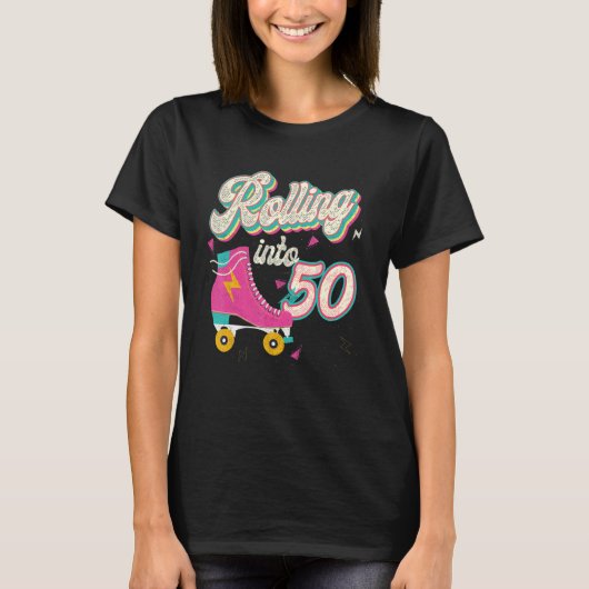 50誕生日ローラースケート転がスから50年 Tシャツ (正面)